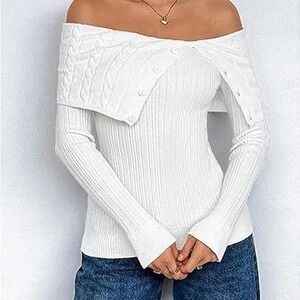R.Q.T. Off the Shoulder Sweater with button detailing Size S